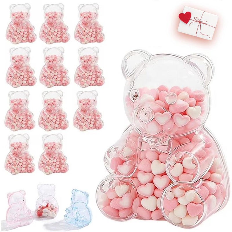 Bear Container for Valentine's Day,Small Fillable Plastic Bear Containers for Valentine’s Day, Reusable Present Box for Candy, Party Favors & Festive Storage - Image 3